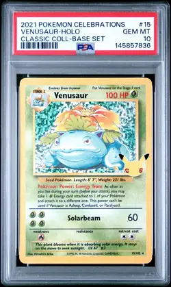 2021 POKEMON CELEBRATIONS CLASSIC COLLECTION #15 VENUSAUR-HOLO PSA 10 - Image 1