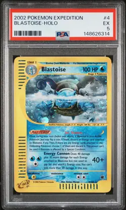 2002 POKEMON EXPEDITION #4 BLASTOISE-HOLO PSA 5 - Image 1
