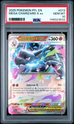 2025 POKEMON PFL EN-PHANTASMAL FLAMES #013 MEGA CHARIZARD X EX PSA 10 - Image 1