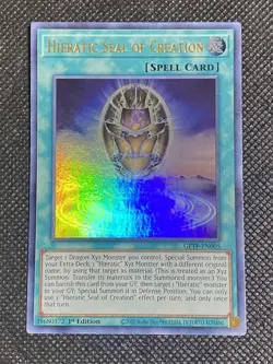 YuGiOh! - Hieratic Seal of Creation GFTP-EN005 Ultra Rare 1st Edition Near Mint - Image 1