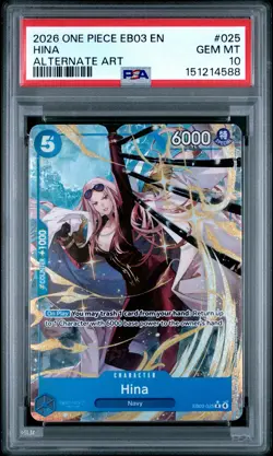2026 ONE PIECE EB03-EXTRA BOOSTER HEROINES EDITION ALT ART #025 HINA PSA 10 - Image 1