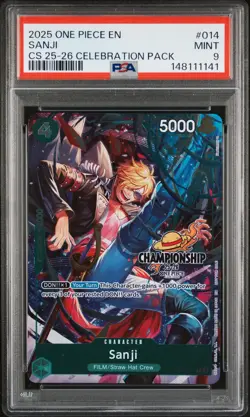 2025 ONE PIECE CHAMPIONSHIP 2025-26 CELEBRATION PACK #014 SANJI PSA 9 - Image 1