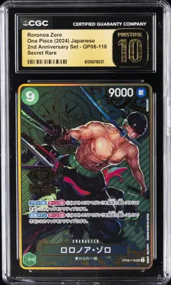 2024 ONE PIECE JAPANESE 2ND ANNIVERSARY SECRET RARE RORONOA ZORO CGC 10 PRISTINE - Image 1