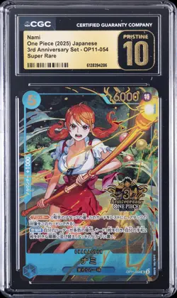 2025 ONE PIECE JPN 3RD ANNIVERSARY SET SUPER RARE #OP11-054 NAMI CGC 10 PRISTINE - Image 1