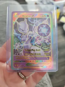 Mewtwo V Rainbow Foil Fan Art Textured Collector Card 030/078 Bolt - Image 1