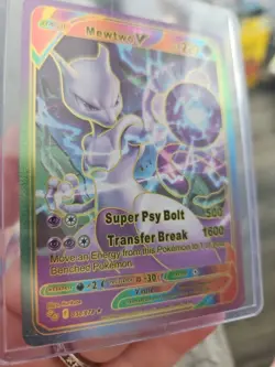 Mewtwo V Rainbow Foil Fan Art Textured Collector Card 030/078 Bolt - Image 2