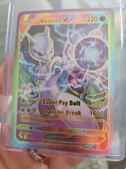 Mewtwo V Rainbow Foil Fan Art Textured Collector Card 030/078 Bolt - Image 3