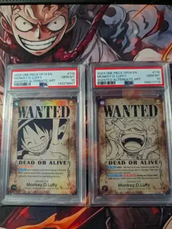 One Piece Monkey D. Luffy SP Wanted Cards PSA 10 OP13-118, OP09-119 - Image 1