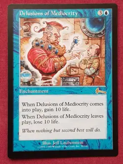 Magic The Gathering URZA'S LEGACY DELUSIONS OF MEDIOCRITY blue card MTG - Image 1