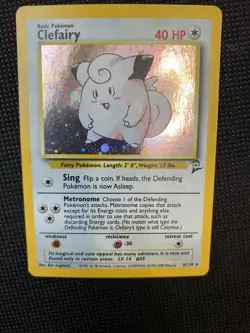 Clefairy 6/130 Holo Rare Base Set 2 Pokemon Card NM - Image 3