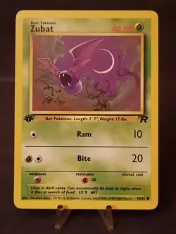 Pokemon Card Zubat Team Rocket 1st Edition 70/82 WOTC VLP-NM - Image 1