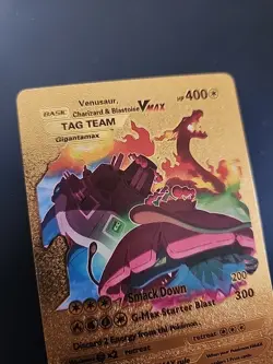 Pokemon Venusaur Charizard Blastoise VMAX 400HP Gold Fan Art Card 143/203 - Image 3