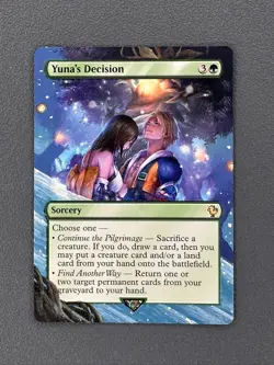 Yuna's Decision MTG Final Fantasy Commander Hand Painted Borderless Altered Art - Image 1