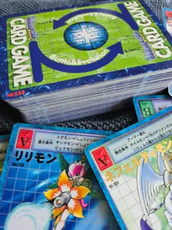 Stack of Japanese Digimon Cards - Image 1