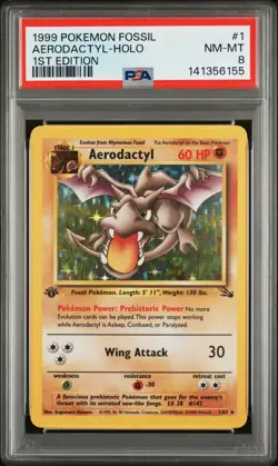1999 Pokemon Fossil Aerodactyl 1st Edition PSA 8 #1 - Image 1
