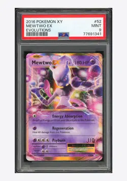 Pokemon PSA 9 Mewtwo EX Ultra Rare 2016 52/108 Evolutions English - Image 1