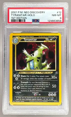 2001 Pokemon Neo Discovery 1st Edition 12 Tyranitar PSA 8 129663658 - Image 1