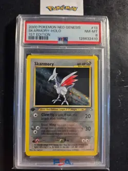 First Edition 2000 Pokemon Neo Genesis 13/111 Skarmory Holo PSA NM-MT 8 - Image 1