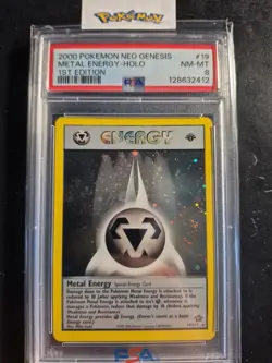 First Edition 2000 Pokemon Neo Genesis 19/111 Metal Energy Holo PSA NM-MT 8 - Image 1