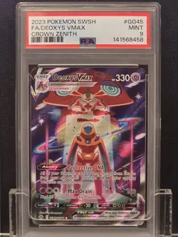 2023 Pokemon SWSH Crown Zenith Full Art #GG45 Deoxys Vmax Mint PSA 9 - Image 1