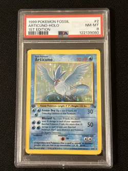 Pokemon Articuno 2/62 (1st Edition) Fossil Holo Fresh Grade *PSA 8* REGRADE! - Image 1