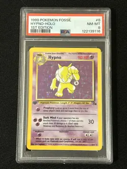 Pokemon Hypno 8/62 (1st Edition) Fossil Holo (Fresh Grade) *PSA 8* - Image 1