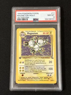 Pokemon Magneton 11/62 (1st Edition) Fossil Holo (Fresh Grade) *PSA 8* REGRADE ￼ - Image 1