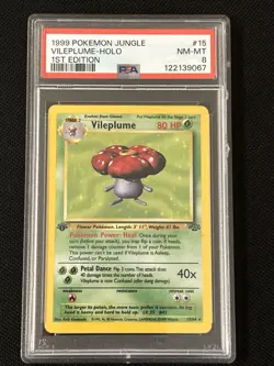 Pokemon Vileplume 15/64 (1st Edition) Jungle Holo (Fresh Grade) *PSA 8* - Image 1