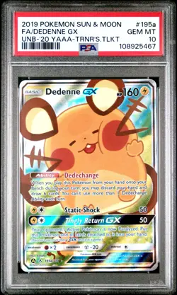PSA 10 Dedenne GX Alt Art Promo 195a/214 Trainer Toolkit Pokemon TCG - Image 1