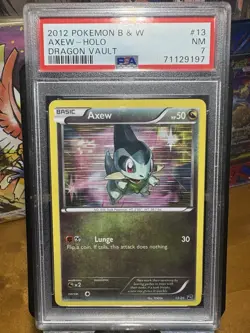 PSA 7 Axew 13/20 Black & White Dragon Vault Holo Pokemon Trading CG 2012 - Image 1