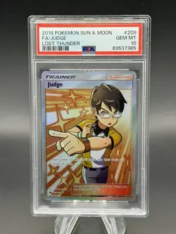 Judge 209/214 Pokemon Sun & Moon Lost Thunder Full Art 2018 Graded PSA 10 Gem MT - Image 1