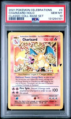2021 POKEMON CELEBRATIONS CLASSIC COLL #4 CHARIZARD-HOLO PSA 10 - Image 1