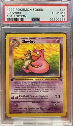 1999 Pokemon Fossil 1st Edition Slowbro #43 PSA 10 - Image 1