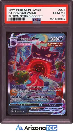 Pokemon 2021 Gengar VMAX 271/264 Alt Art Fusion Strike GEM MINT PSA 10 - Image 1