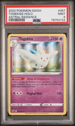 2022 POKEMON SWORD & SHIELD ASTRAL RADIANCE #057 TOGEKISS-HOLO PSA 9 - Image 1