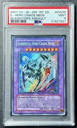 2007 Yugioh ELEMENTAL HERO CHAOS NEOS GLAS-EN036 1st Edition Secret Rare PSA 9 - Image 1