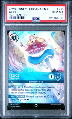 2023 DISNEY LORCANA EN 2-RISE OF THE FLOODBORN #213 ALICE - GROWING GIRL PSA 10 - Image 1