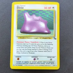 Pokemon Ditto Holo Rare 50 HP Basic Fossil Unlimited Holo 3/62 Card - Image 1