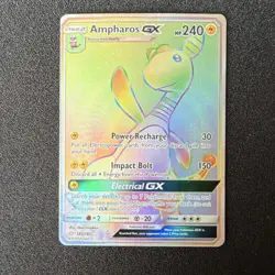Pokemon Ampharos GX Secret Rare Full Art Holo Card 185/181 SM-Team Up 240 HP - Image 1