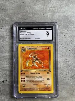 Pokemon Card 1st Ed. Kabutops CGC 9 Mint, Fossil Set 24/62, WOTC 1999 - Image 1