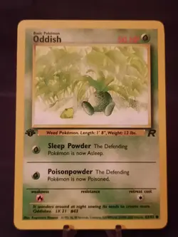 Pokemon Card Team Rocket 1st Edition Regular Finish Oddish 63/82 VLP-NM - Image 1