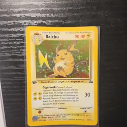 Pokemon Raichu Fossil 14/62 Holo Rare 1st Edition English 1999 Trading Card - Image 1