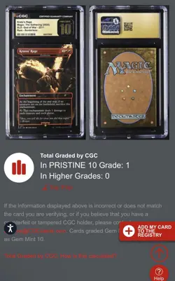 MTG Kratos' Rage (Pyrohemia) God of War: Greek Secret Lair CGC Pristine 10 Pop 1 - Image 2