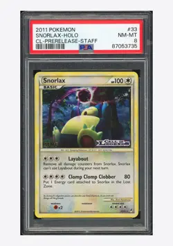 Pokemon PSA 8 Snorlax Holo Staff 2011 33/95 Call of Legends Prerelease English - Image 1