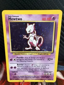 Pokemon Base Set Mewtwo 10/102 Holo WOTC 1999 MP Holofoil Vintage - Image 1