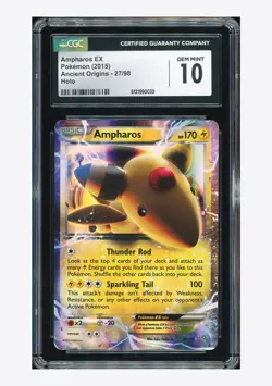 Pokemon CGC 10 GEM Ampharos EX Ultra Rare 2015 27/98 Ancient Origins English - Image 1