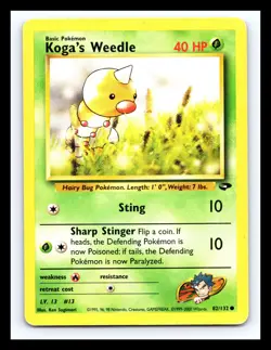💥 KOGA'S WEEDLE # 82/132 Gym Challenge WOTC Pokemon 2000 Vintage Non Holo - Image 1
