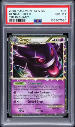 2010 POKEMON HEARTGOLD & SOULSILVER TRIUMPHANT #94 GENGAR-HOLO PSA 8 - Image 1