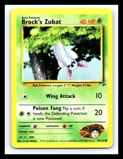 💥 Brock's Zubat Gym Heroes Non Holo # 74/132 Pokemon Vintage - Image 1