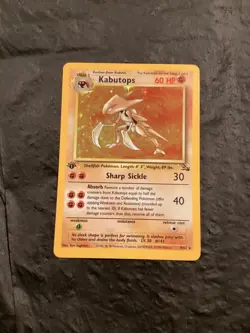 Pokemon Fossil 1st Edition - #9/62 Kabutops Holo (Rare) NM - Image 1